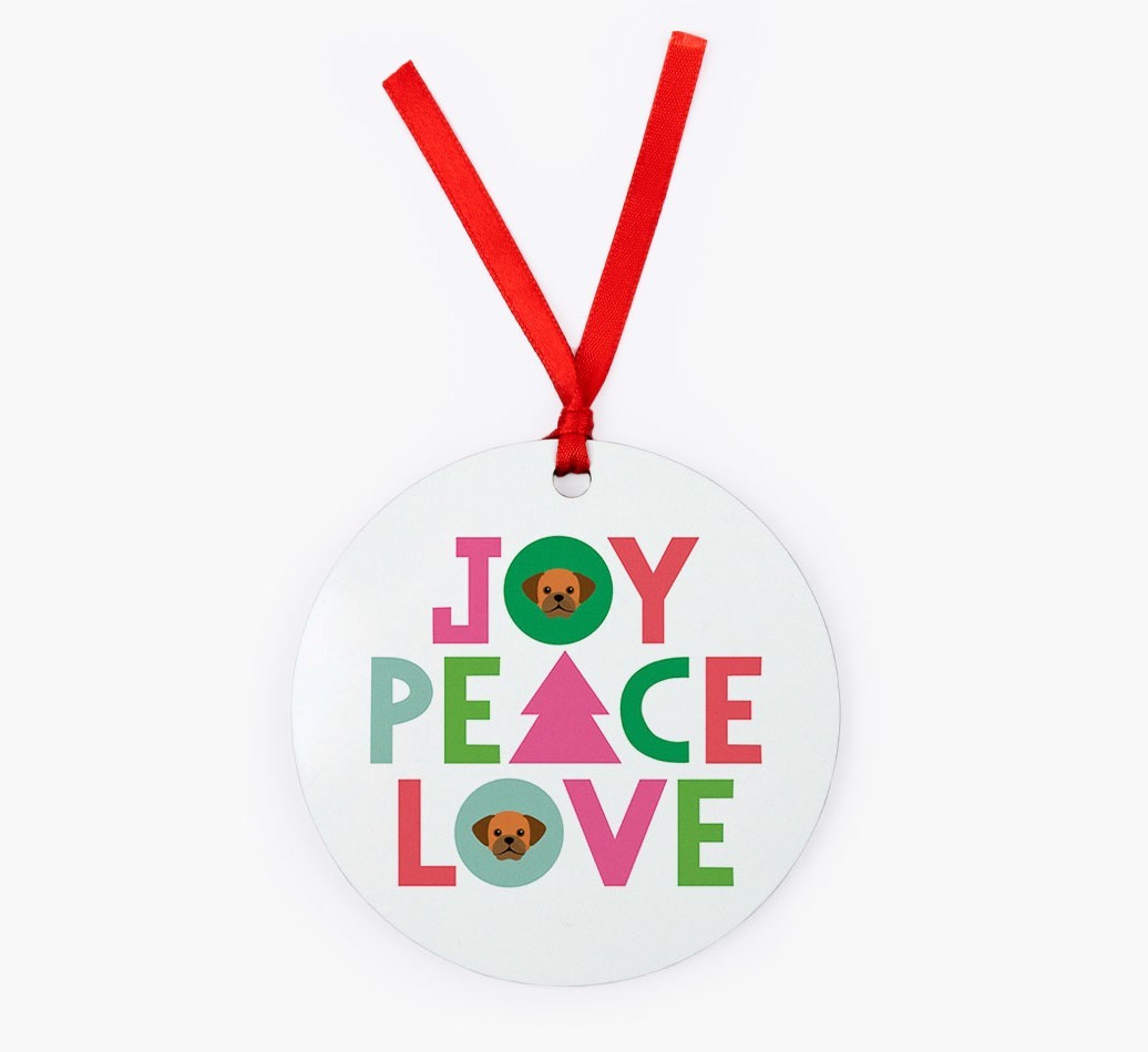 'Joy Peace Love' - {breedFullName} Christmas Decoration