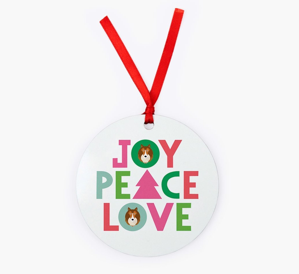 'Joy Peace Love' - {breedFullName} Christmas Decoration