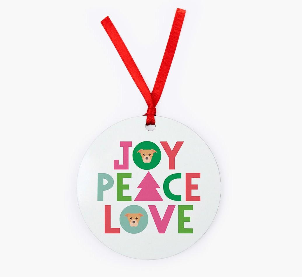 'Joy Peace Love' - {breedFullName} Christmas Decoration
