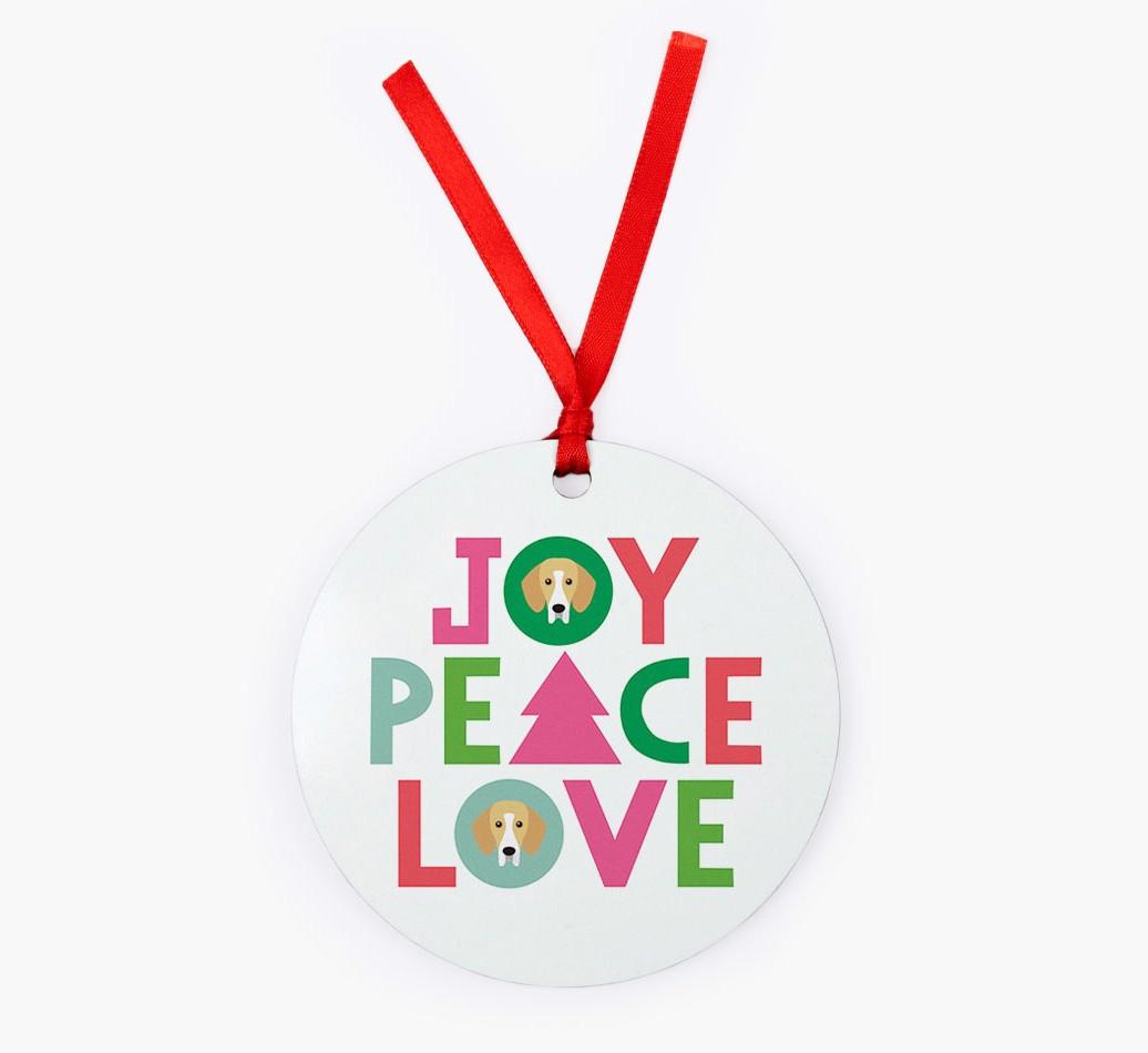 'Joy Peace Love' - {breedFullName} Christmas Decoration