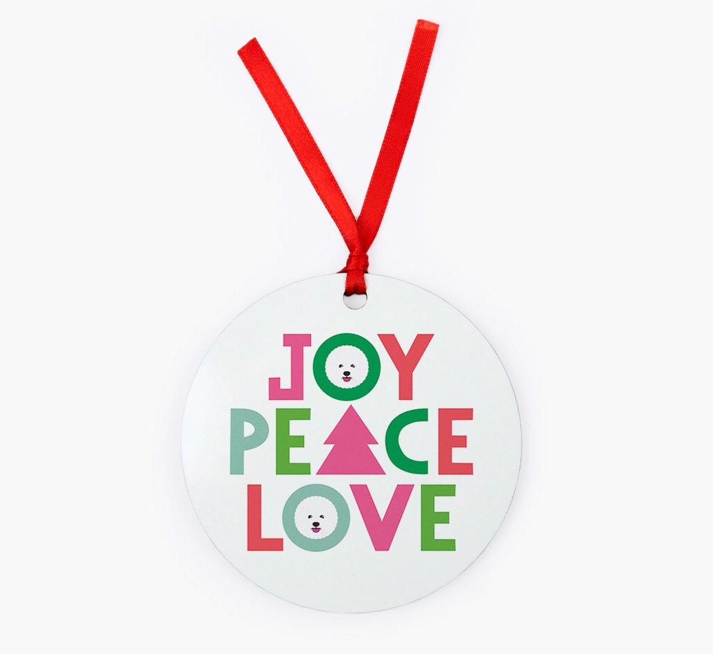 'Joy Peace Love' - {breedFullName} Christmas Decoration