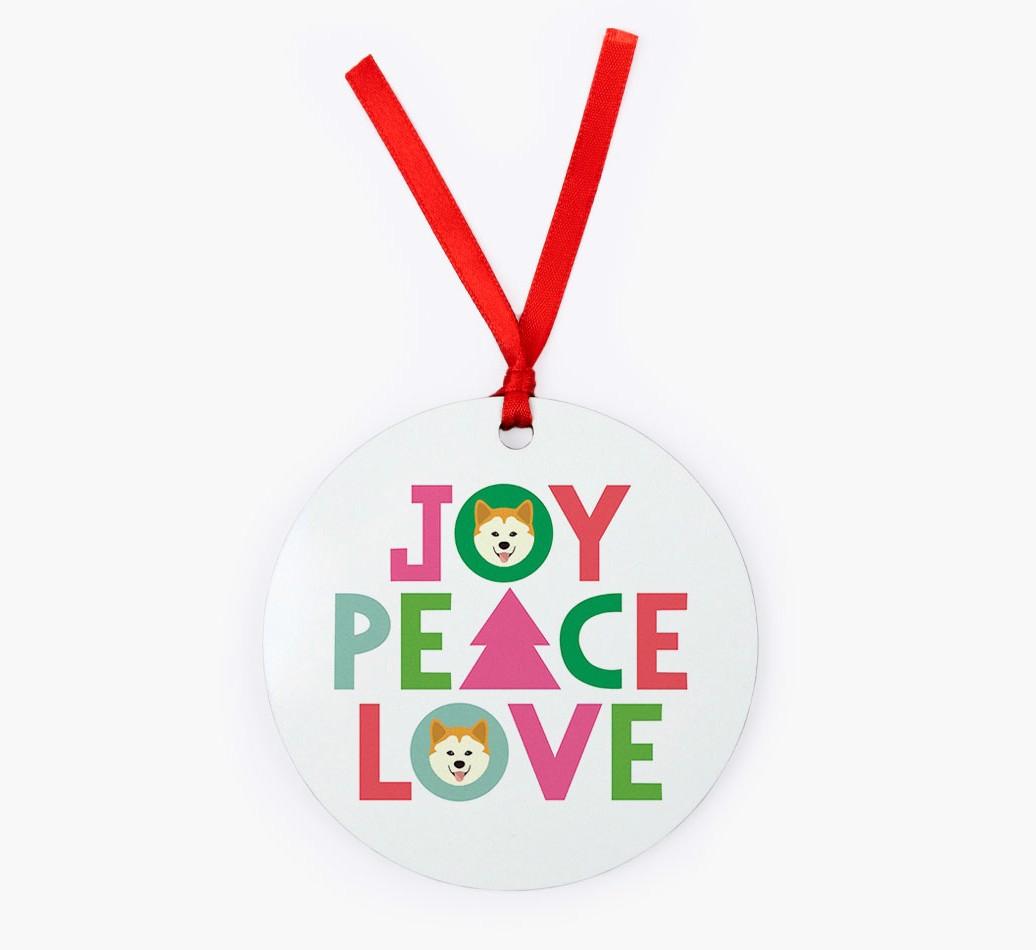 'Joy Peace Love' - {breedFullName} Christmas Decoration