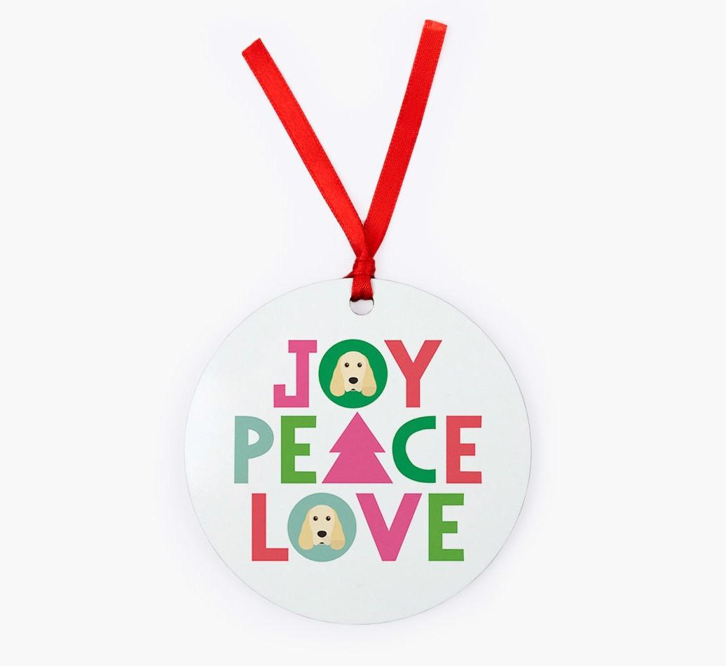 'Joy Peace Love' - {breedFullName} Christmas Decoration