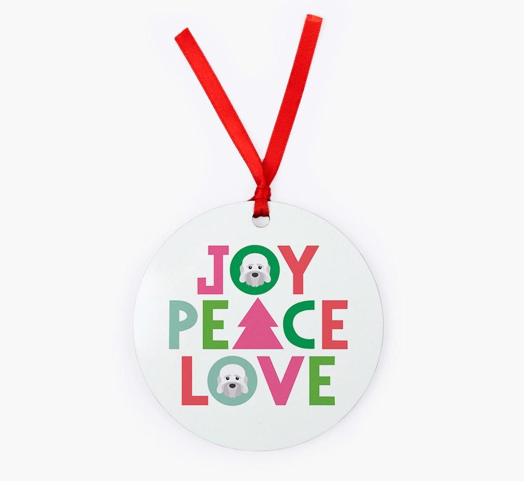 'Joy Peace Love' - {breedFullName} Christmas Decoration