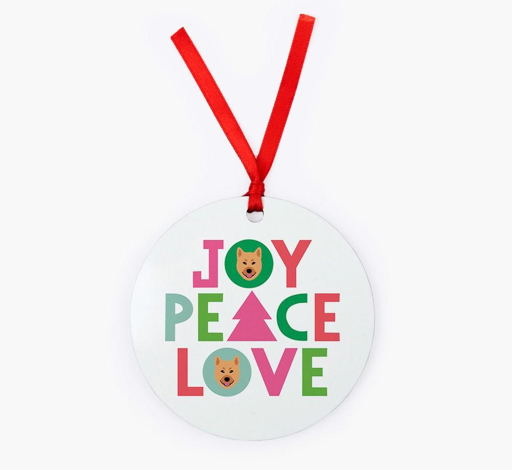 'Joy Peace Love' - {breedFullName} Christmas Decoration