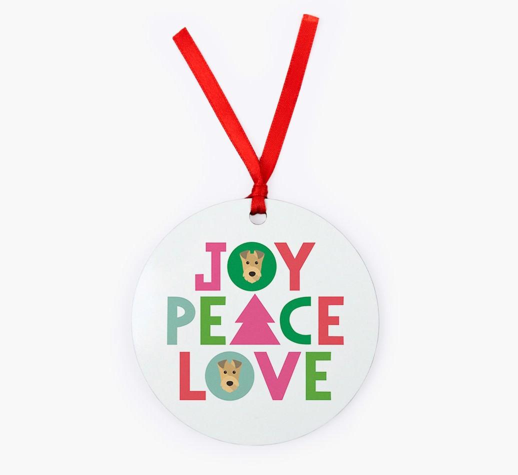 'Joy Peace Love' - {breedFullName} Christmas Decoration