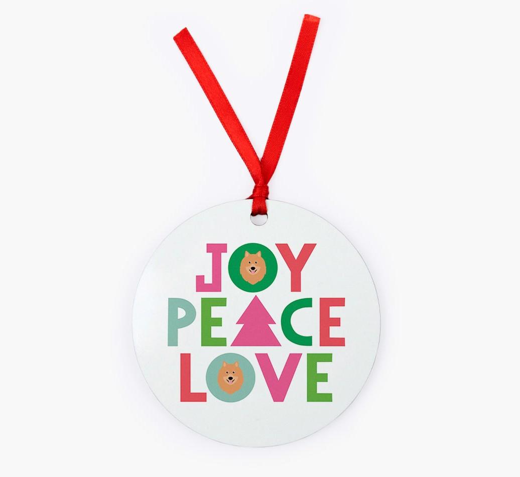 'Joy Peace Love' - {breedFullName} Christmas Decoration
