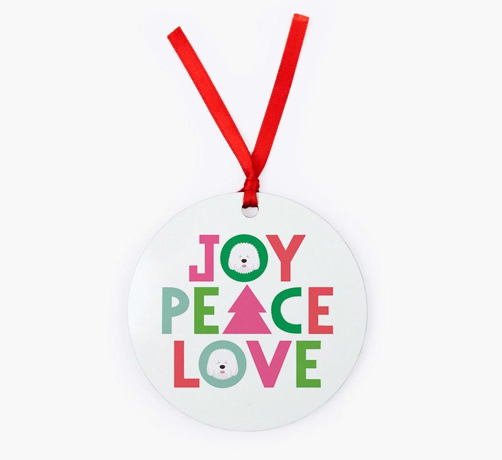 'Joy Peace Love' - {breedFullName} Christmas Decoration