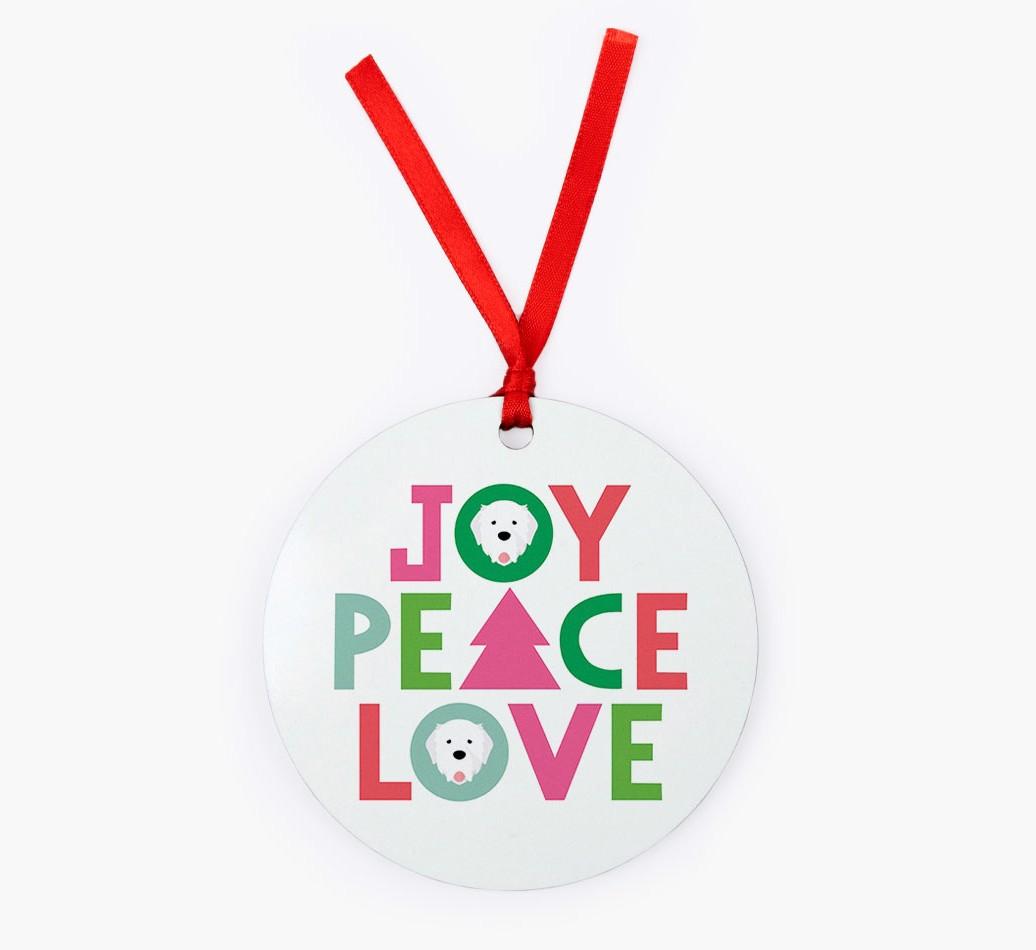 'Joy Peace Love' - {breedFullName} Christmas Decoration
