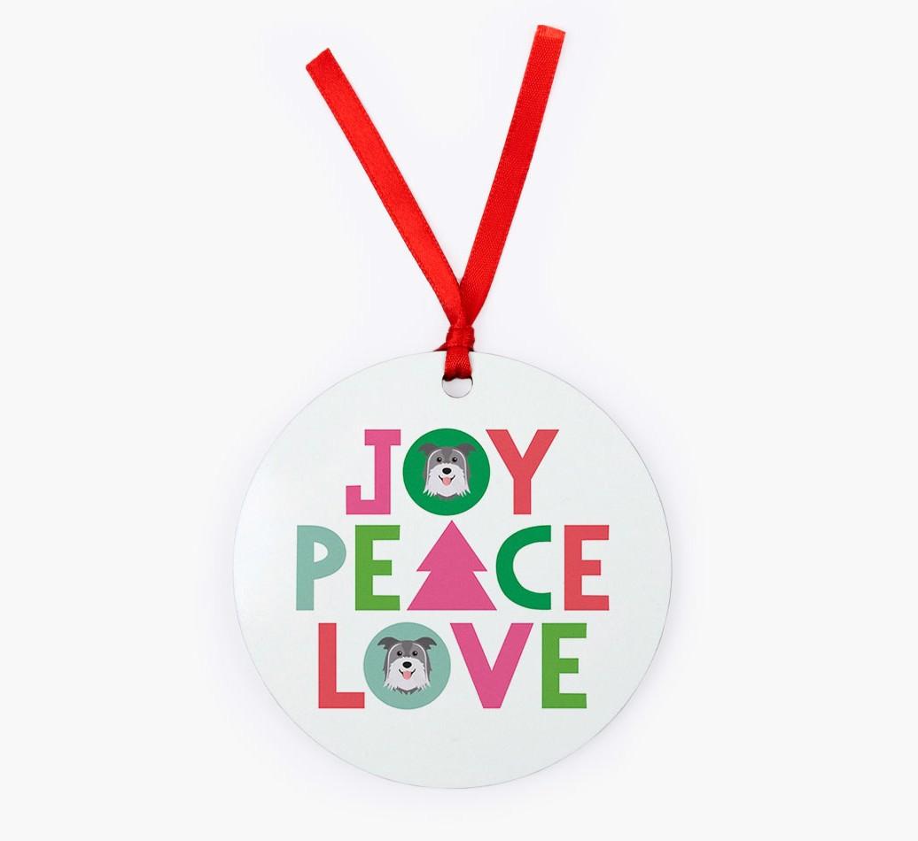 'Joy Peace Love' - {breedFullName} Christmas Decoration