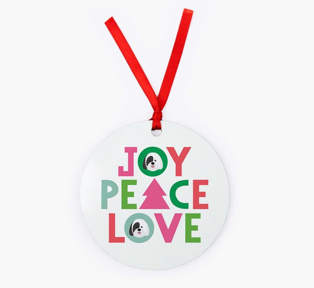 'Joy Peace Love' - {breedFullName} Christmas Decoration