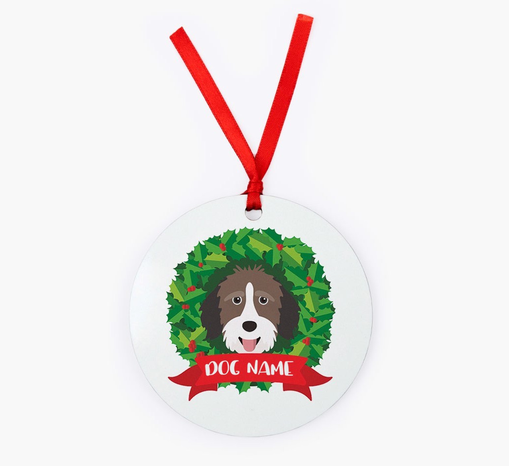 'Wreath' - Personalized {breedFullName} Christmas Decoration