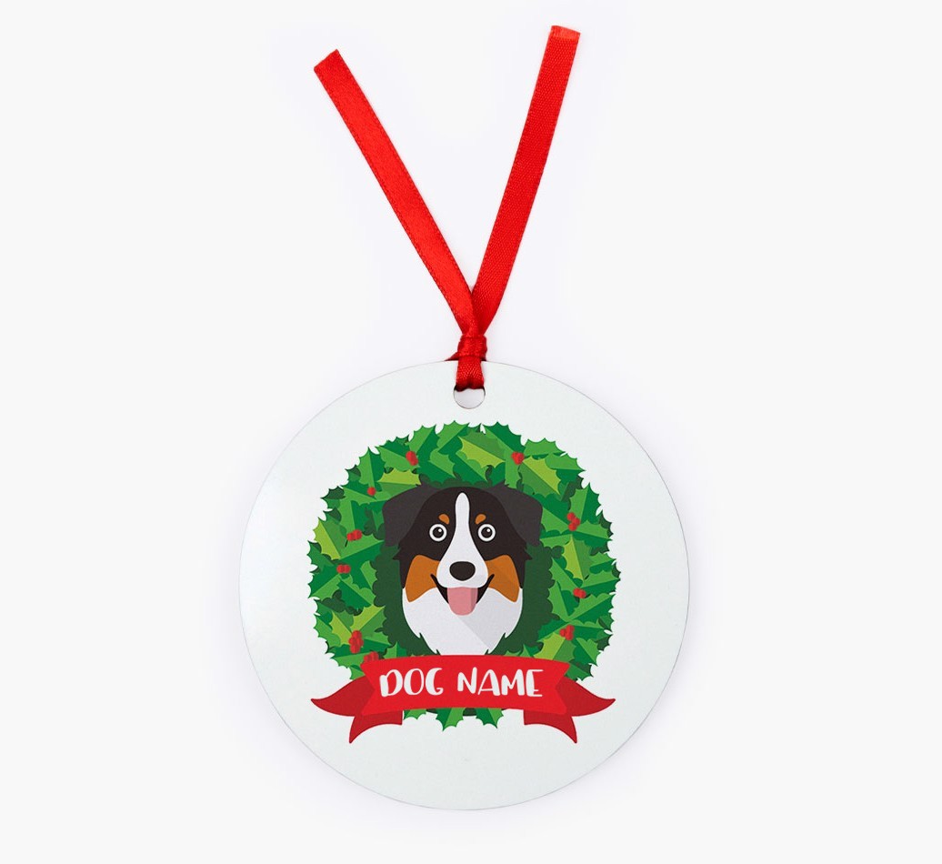 'Christmas Wreath' - Personalised {breedFullName} Christmas Decoration