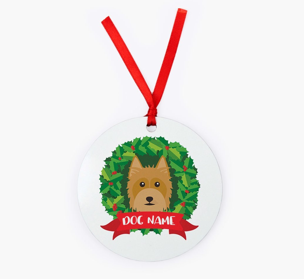 'Wreath' - Personalized {breedFullName} Christmas Decoration