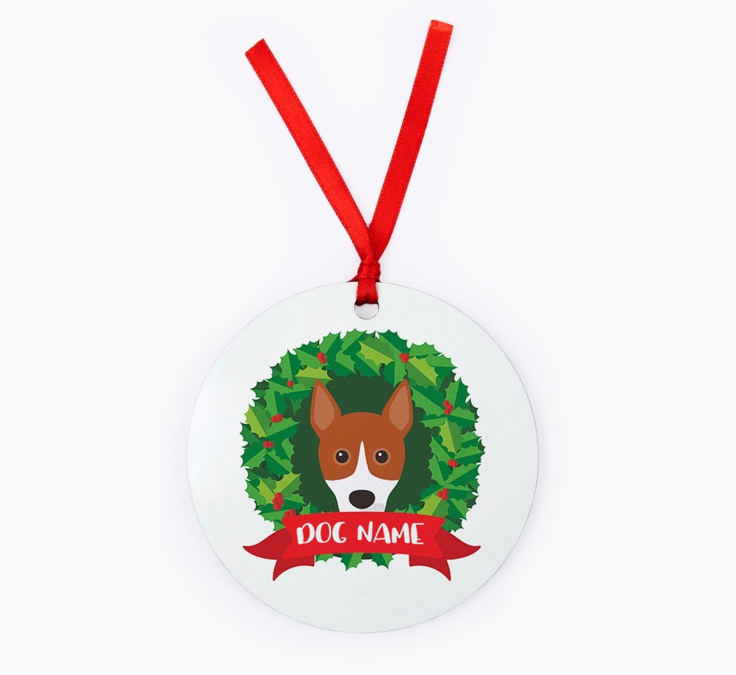 'Wreath' - Personalized {breedFullName} Christmas Decoration
