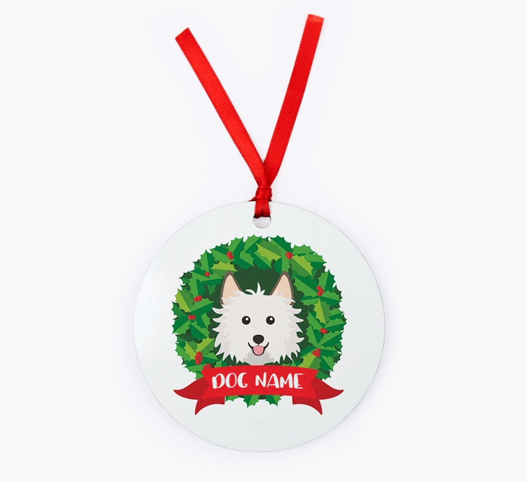 'Wreath' - Personalized {breedFullName} Christmas Decoration