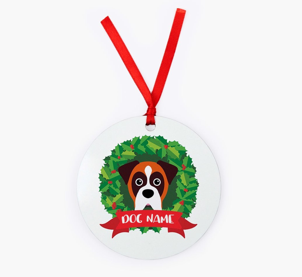 'Christmas Wreath' - Personalised {breedFullName} Christmas Decoration