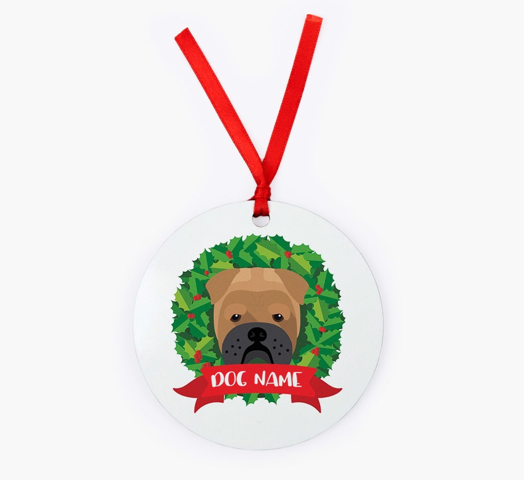 'Wreath' - Personalized {breedFullName} Christmas Decoration