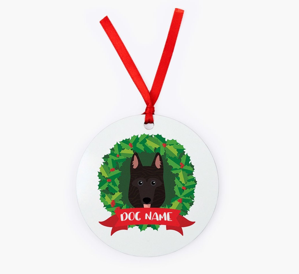 'Wreath' - Personalized {breedFullName} Christmas Decoration