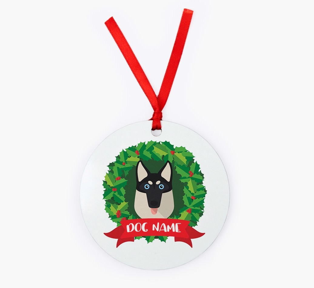 'Wreath' - Personalized {breedFullName} Christmas Decoration