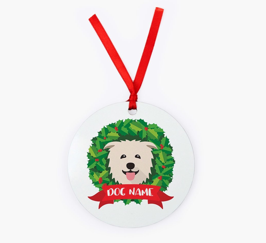 'Christmas Wreath' - Personalised {breedFullName} Christmas Decoration