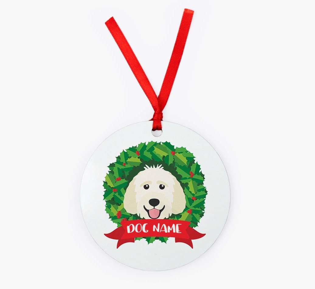 'Wreath' - Personalized {breedFullName} Christmas Decoration