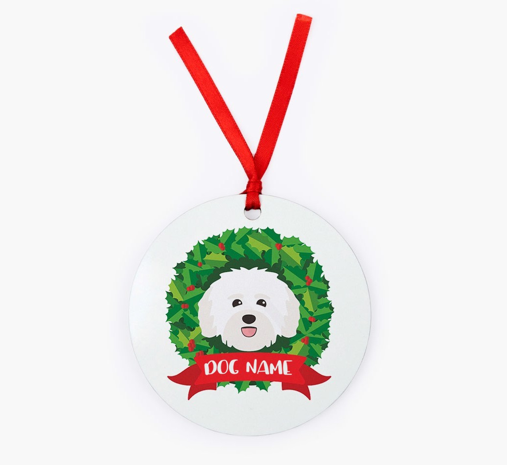 'Wreath' - Personalized {breedFullName} Christmas Decoration