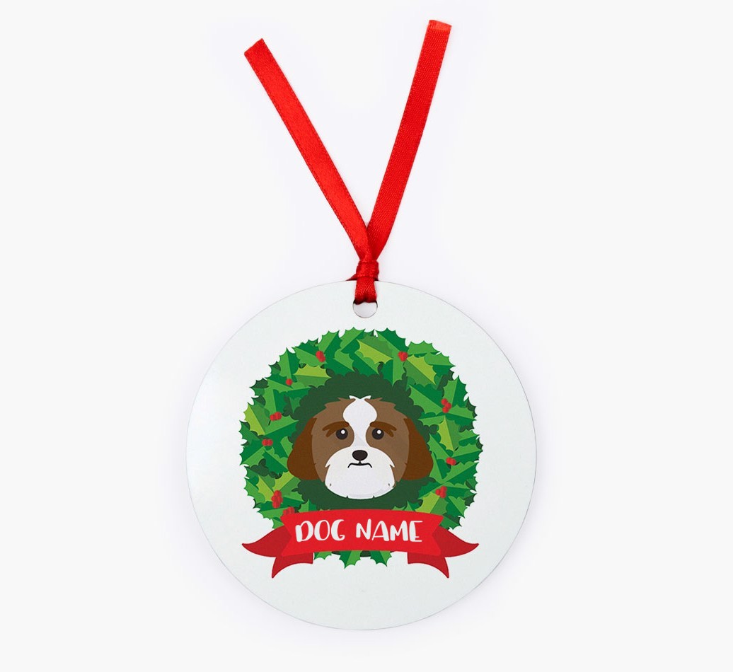 'Wreath' - Personalized {breedFullName} Christmas Decoration