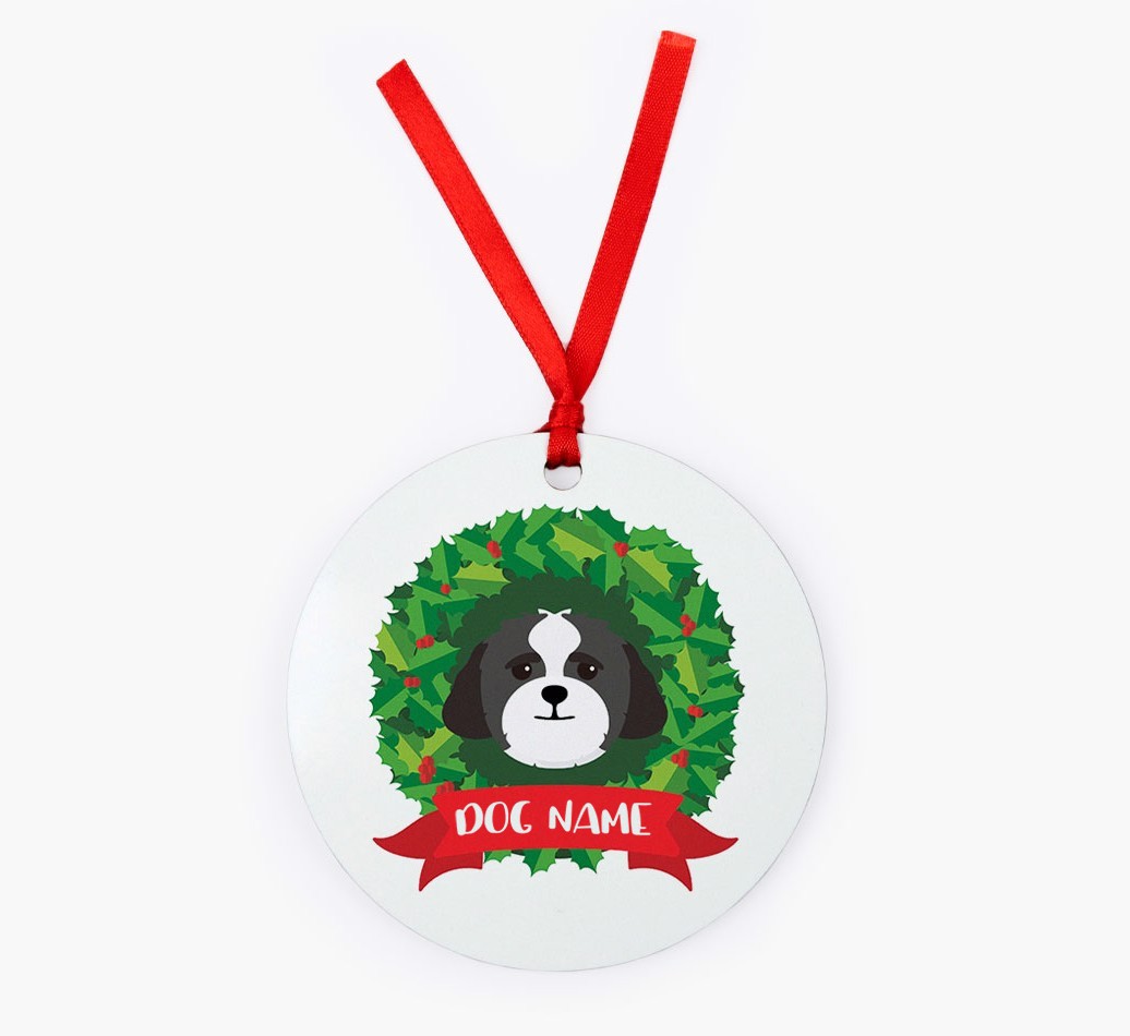 'Christmas Wreath' - Personalised {breedFullName} Christmas Decoration
