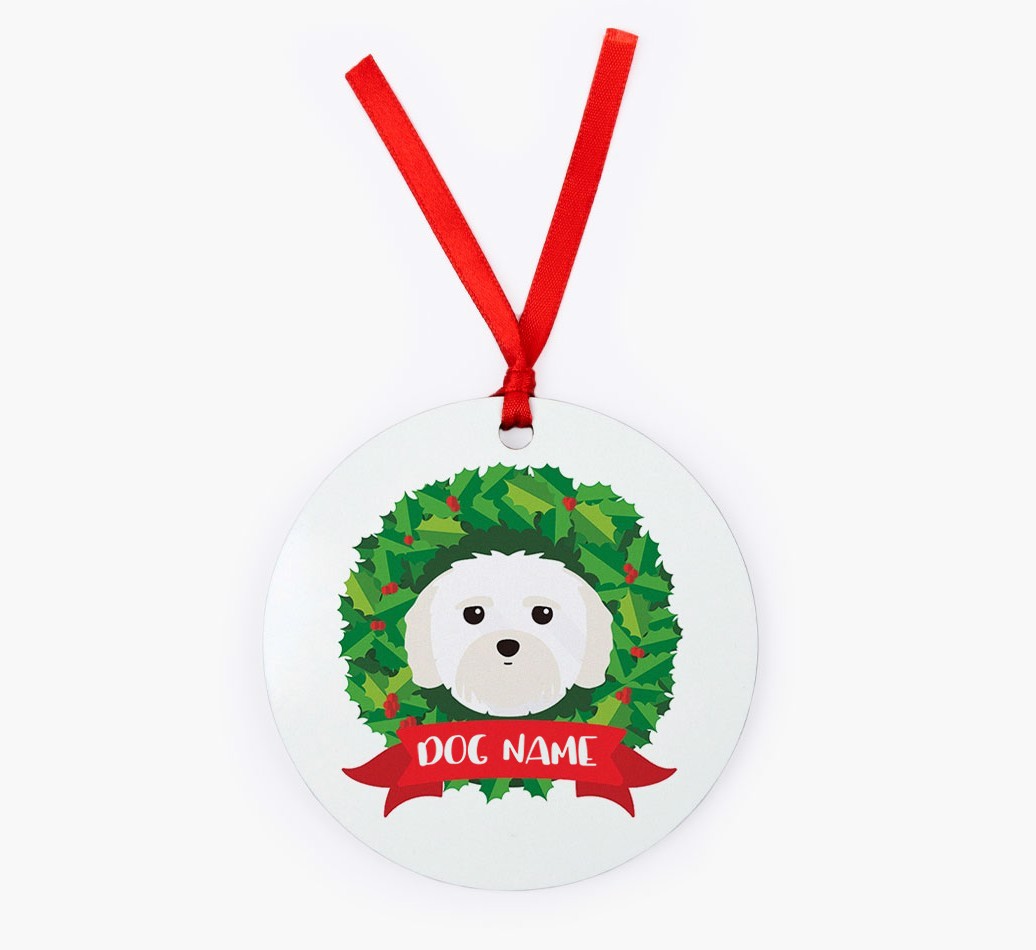 'Christmas Wreath' - Personalised {breedFullName} Christmas Decoration
