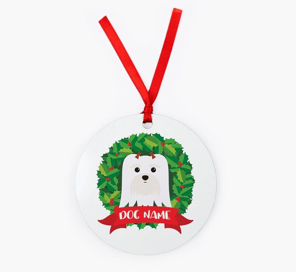 'Wreath' - Personalized {breedFullName} Christmas Decoration