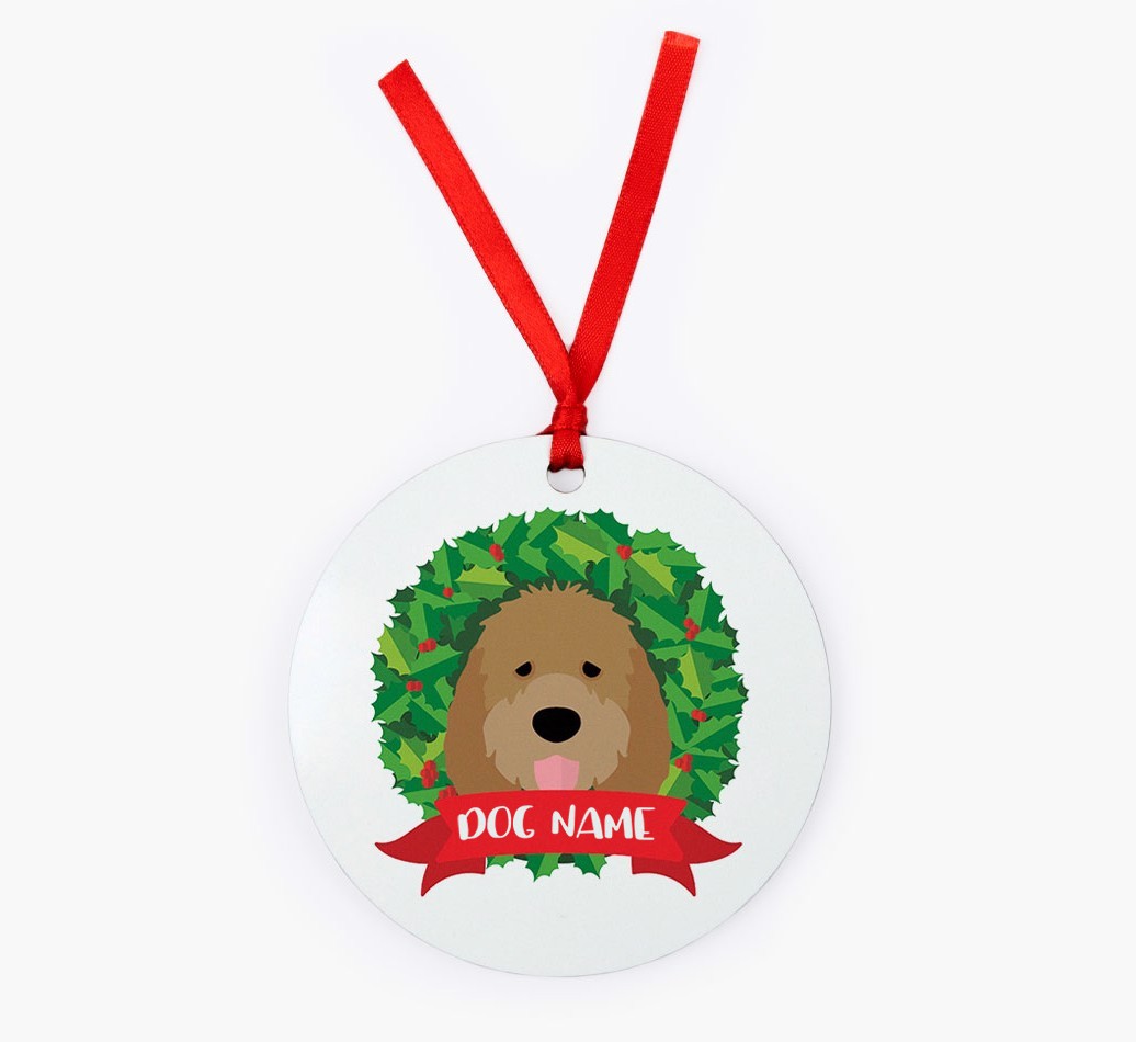 'Wreath' - Personalized {breedFullName} Christmas Decoration