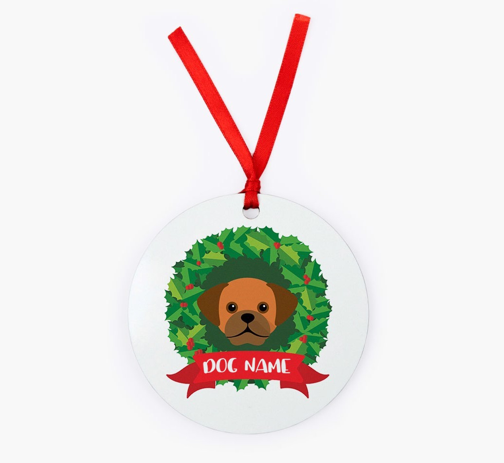 'Wreath' - Personalized {breedFullName} Christmas Decoration