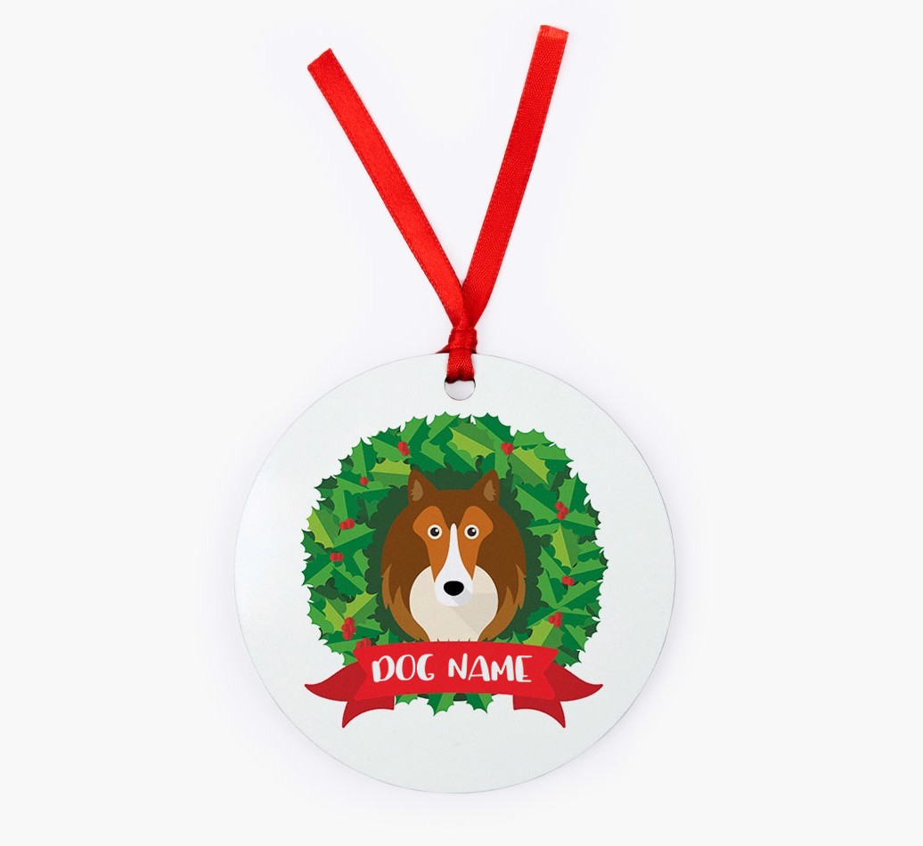 'Wreath' - Personalized {breedFullName} Christmas Decoration