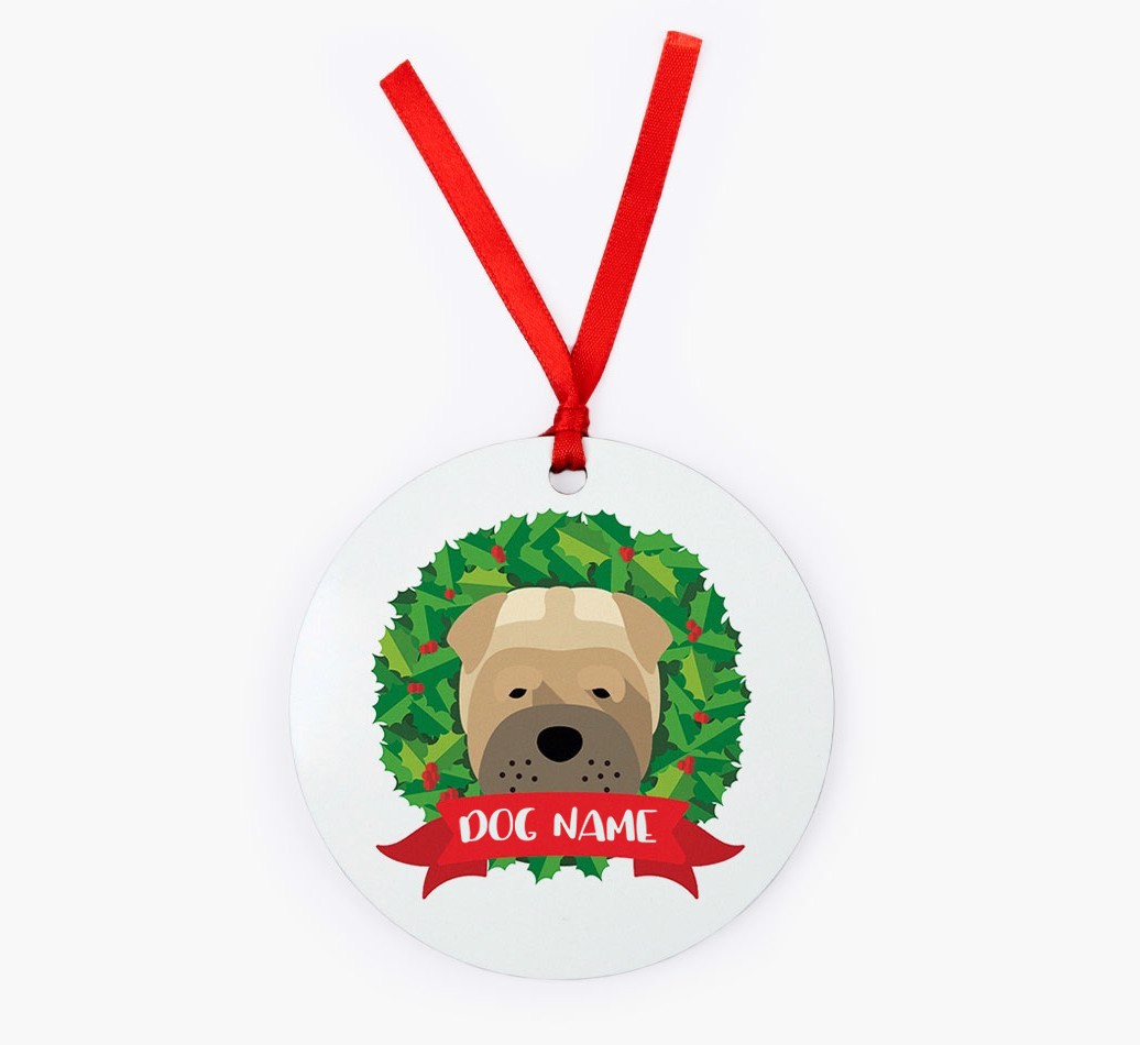'Christmas Wreath' - Personalised {breedFullName} Christmas Decoration