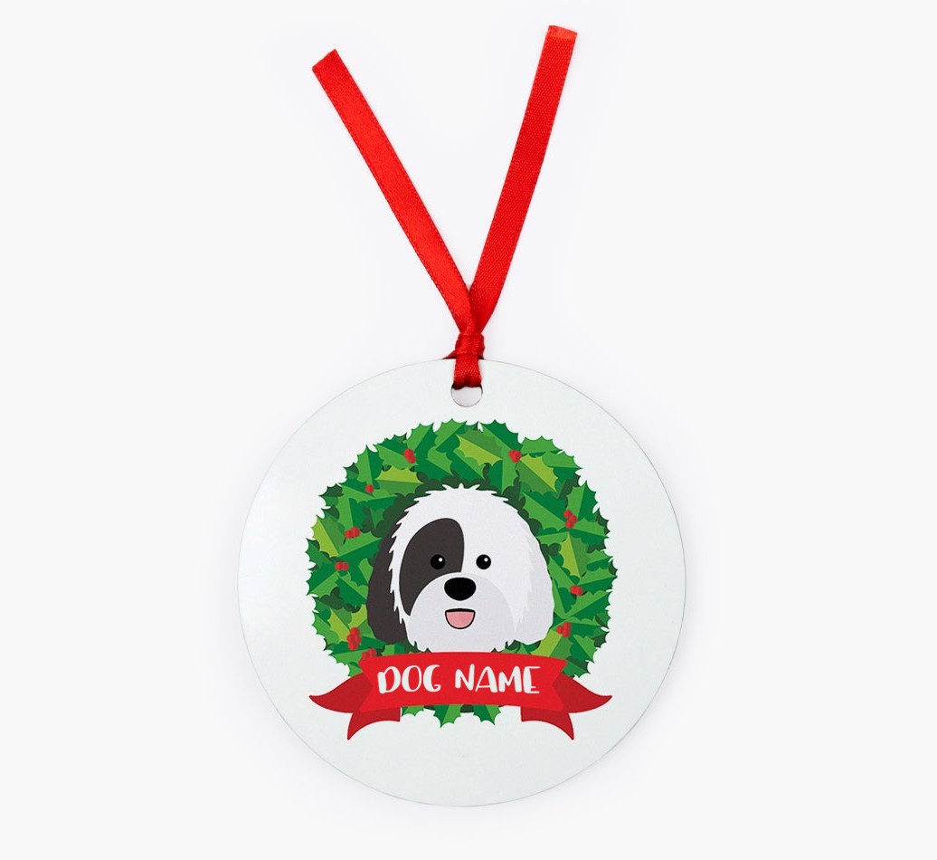 'Wreath' - Personalized {breedFullName} Christmas Decoration