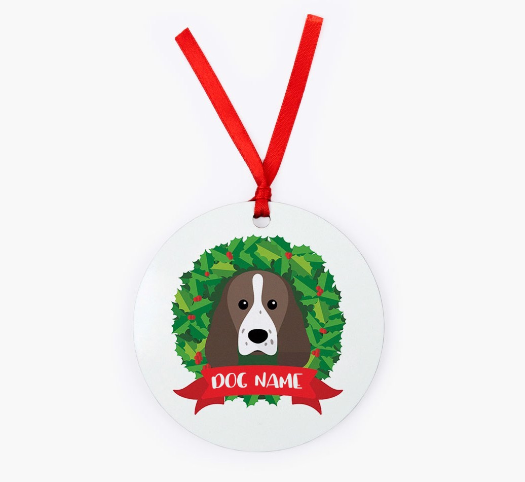 'Wreath' - Personalized {breedFullName} Christmas Decoration