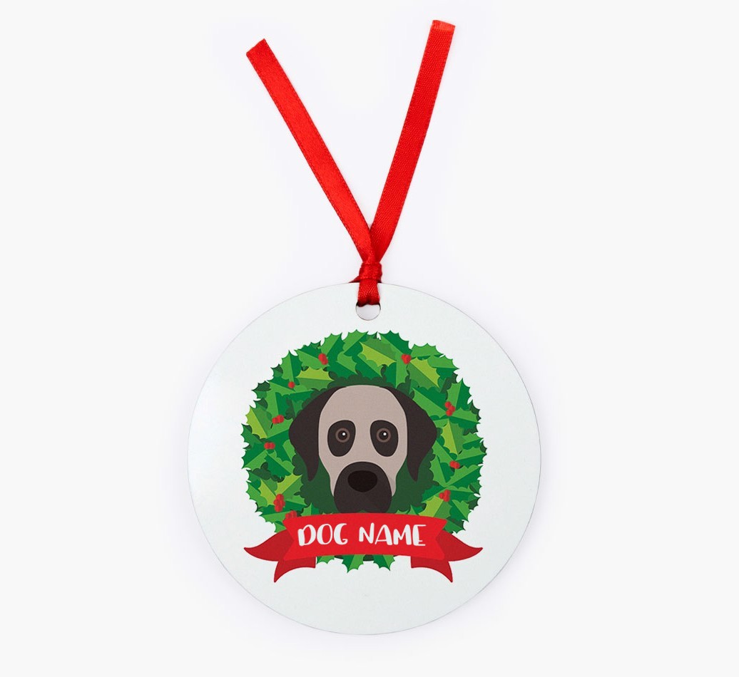 'Wreath' - Personalized {breedFullName} Christmas Decoration