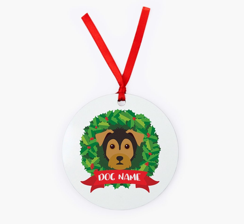 'Wreath' - Personalized {breedFullName} Christmas Decoration