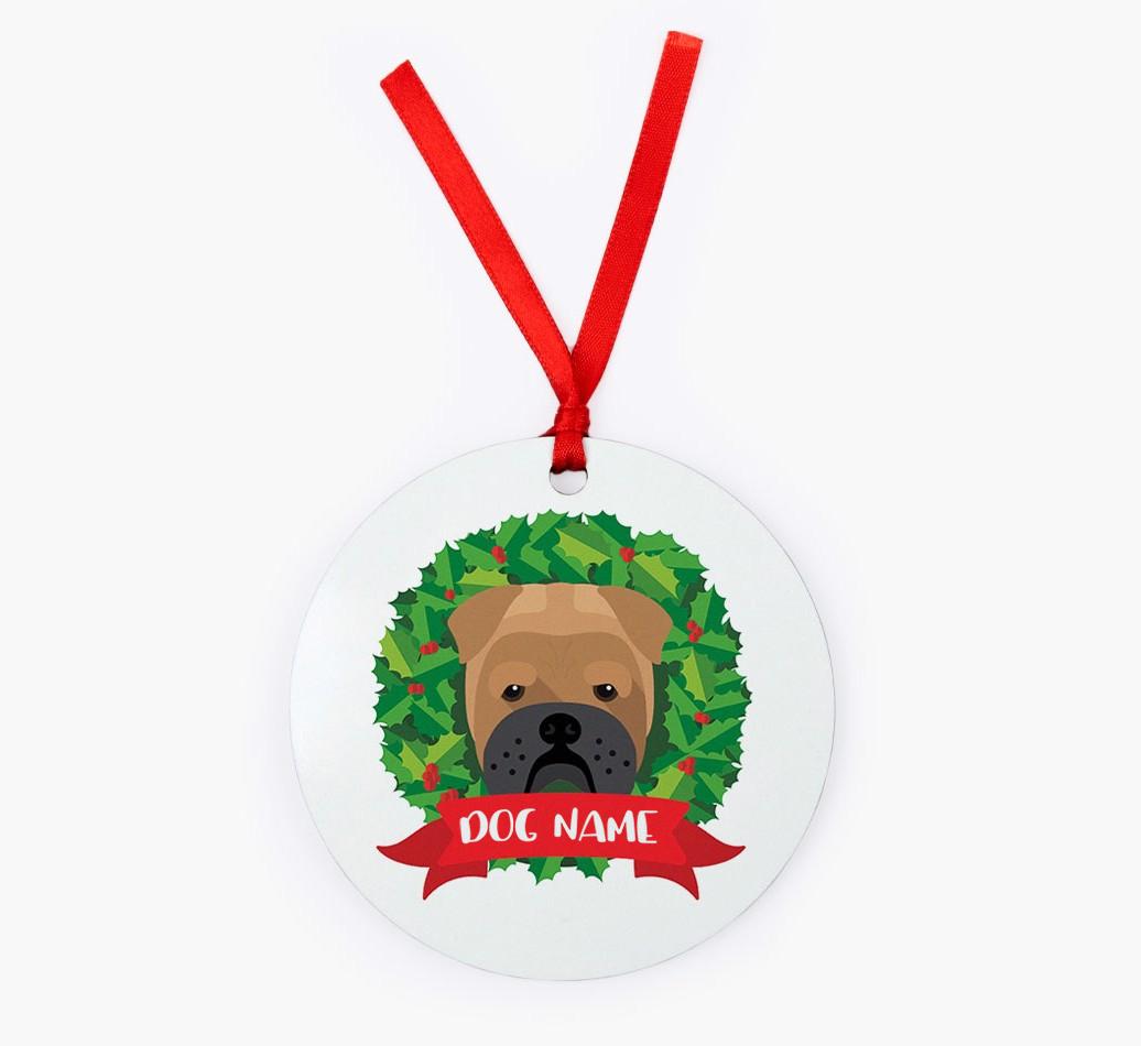 'Wreath' - Personalized {breedFullName} Christmas Decoration