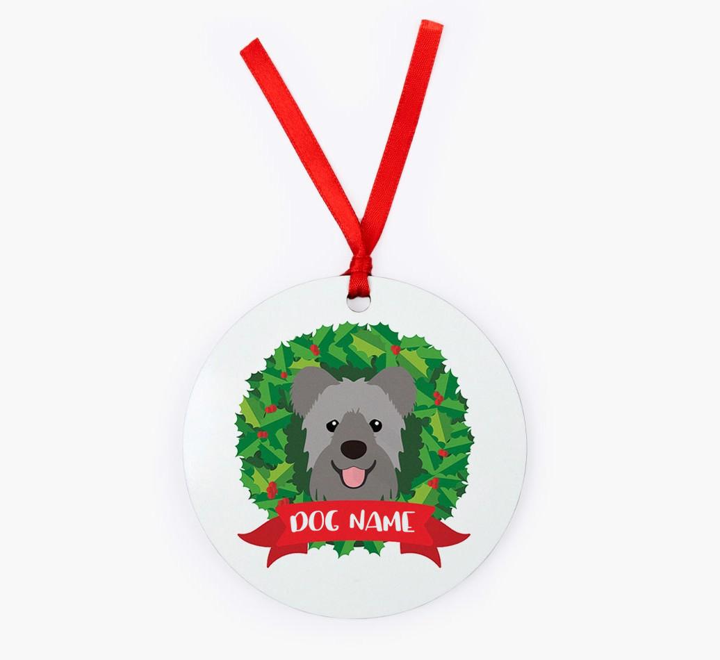 'Wreath' - Personalized {breedFullName} Christmas Decoration