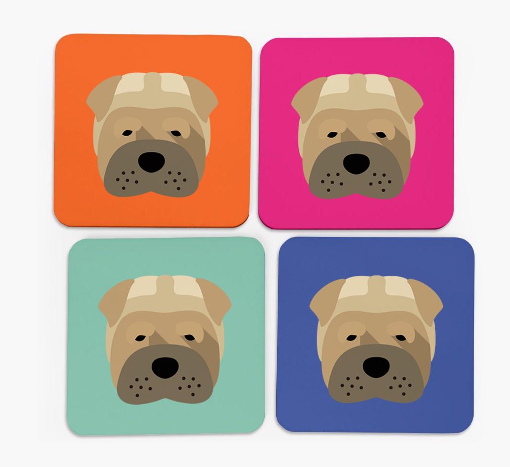 {breedCommonName} Icon Coasters 4 pack