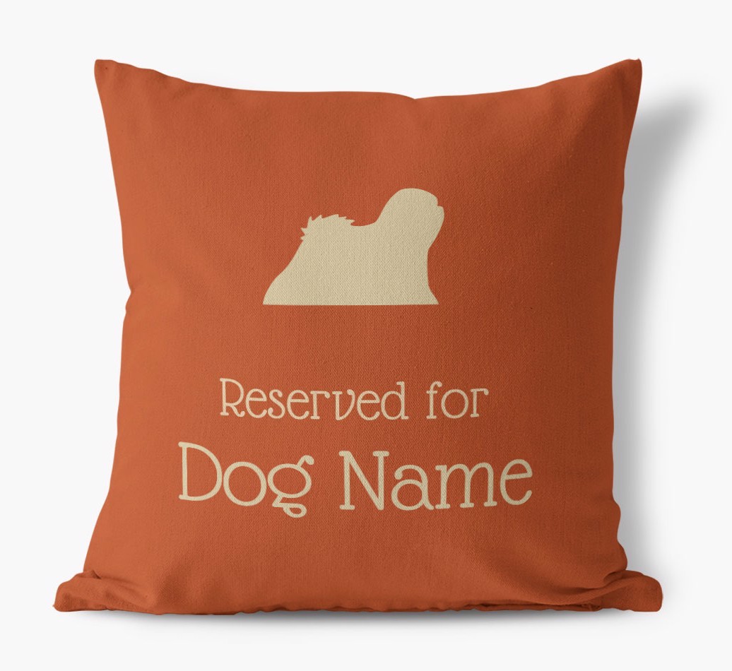 Personalised 'Reserved For {dogsName}' Canvas Cushion