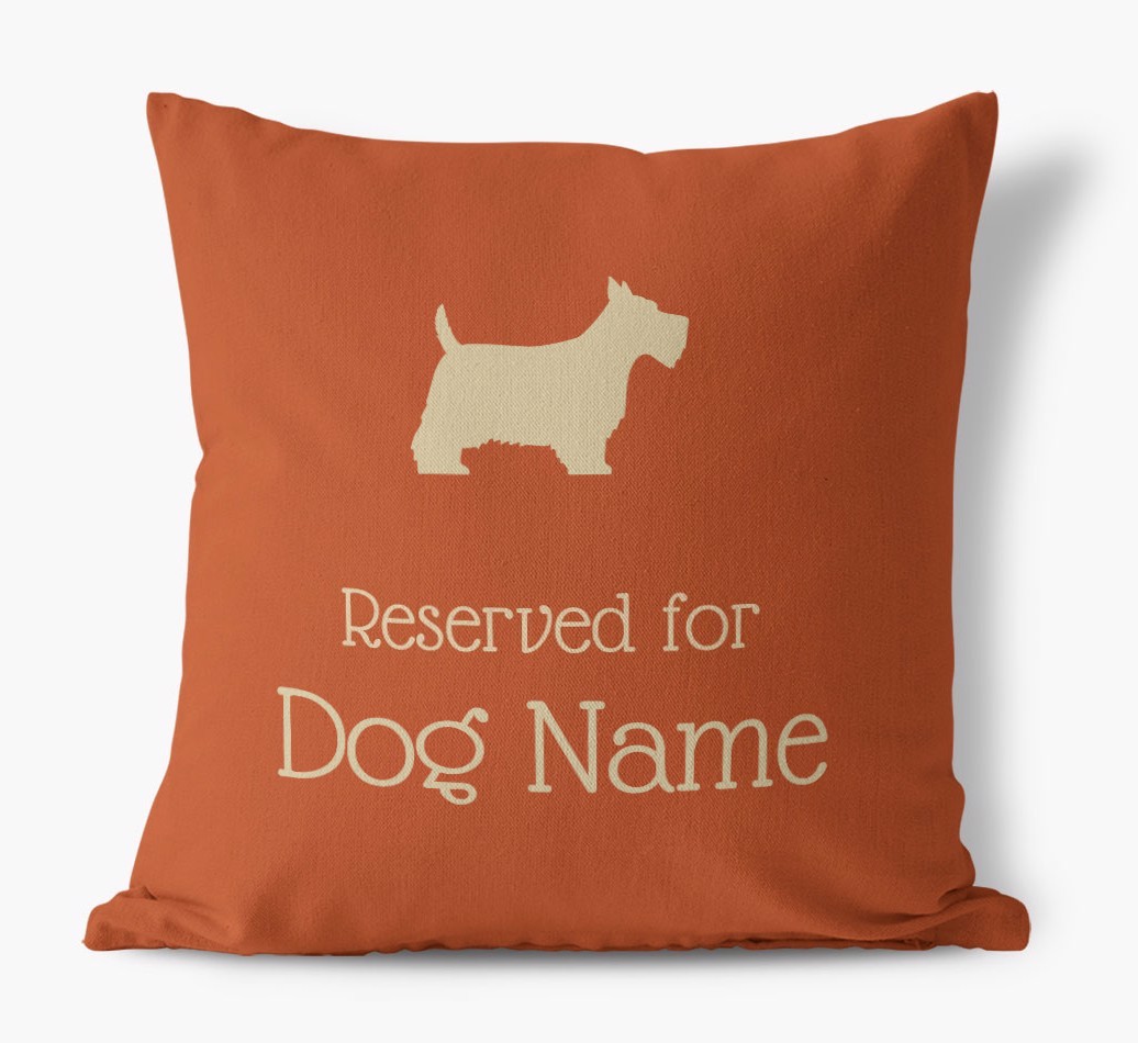 Personalised 'Reserved For {dogsName}' Canvas Cushion