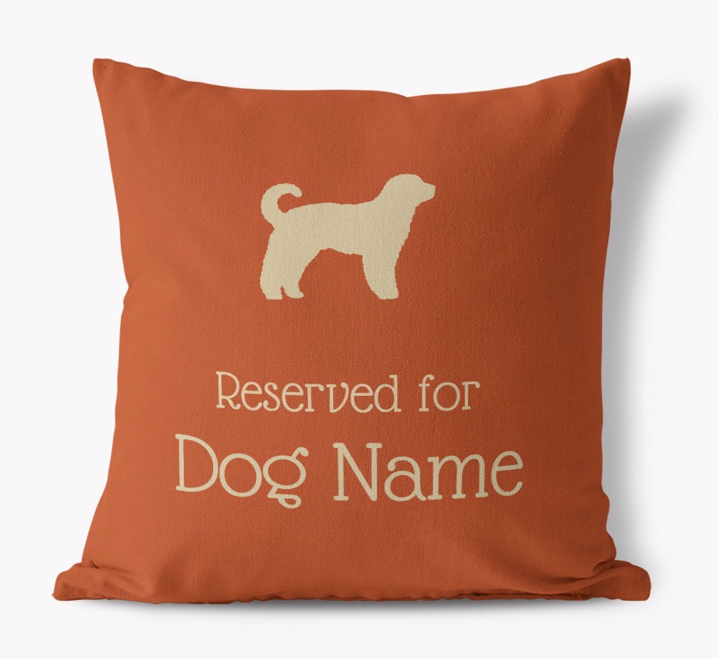 Personalised 'Reserved For {dogsName}' Canvas Cushion