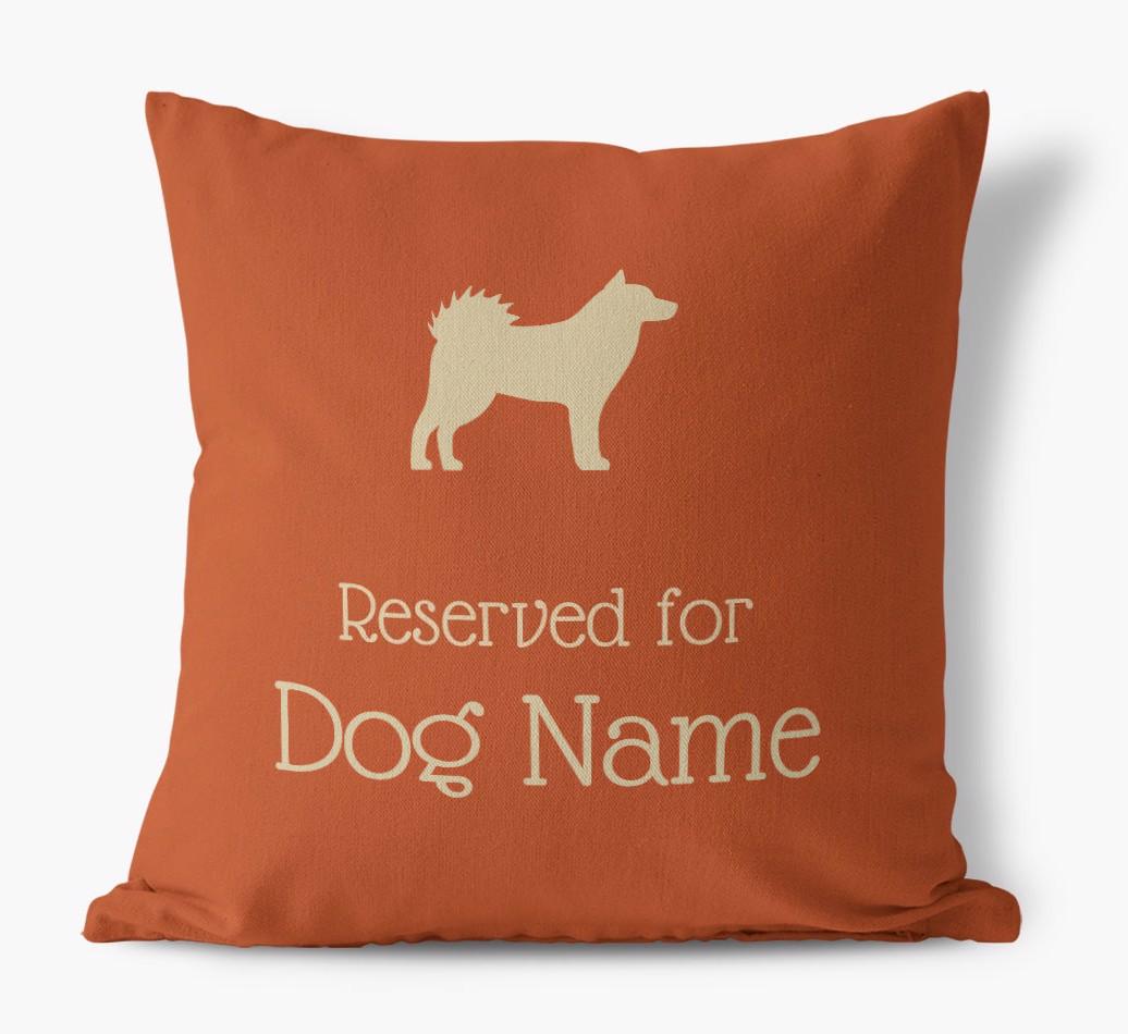 Personalised 'Reserved For {dogsName}' Canvas Cushion