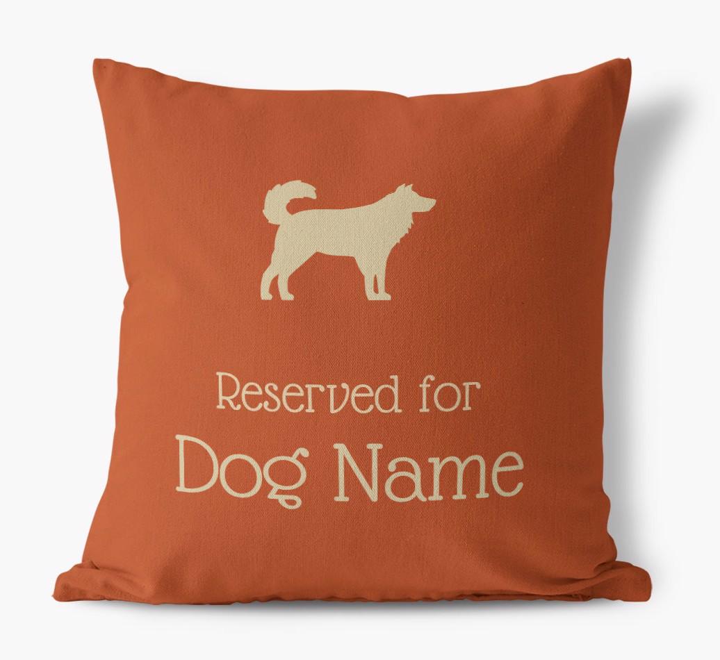 Personalised 'Reserved For {dogsName}' Canvas Cushion
