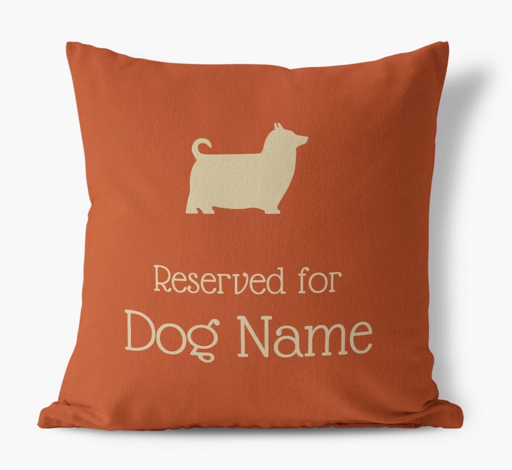 Personalised 'Reserved For {dogsName}' Canvas Cushion