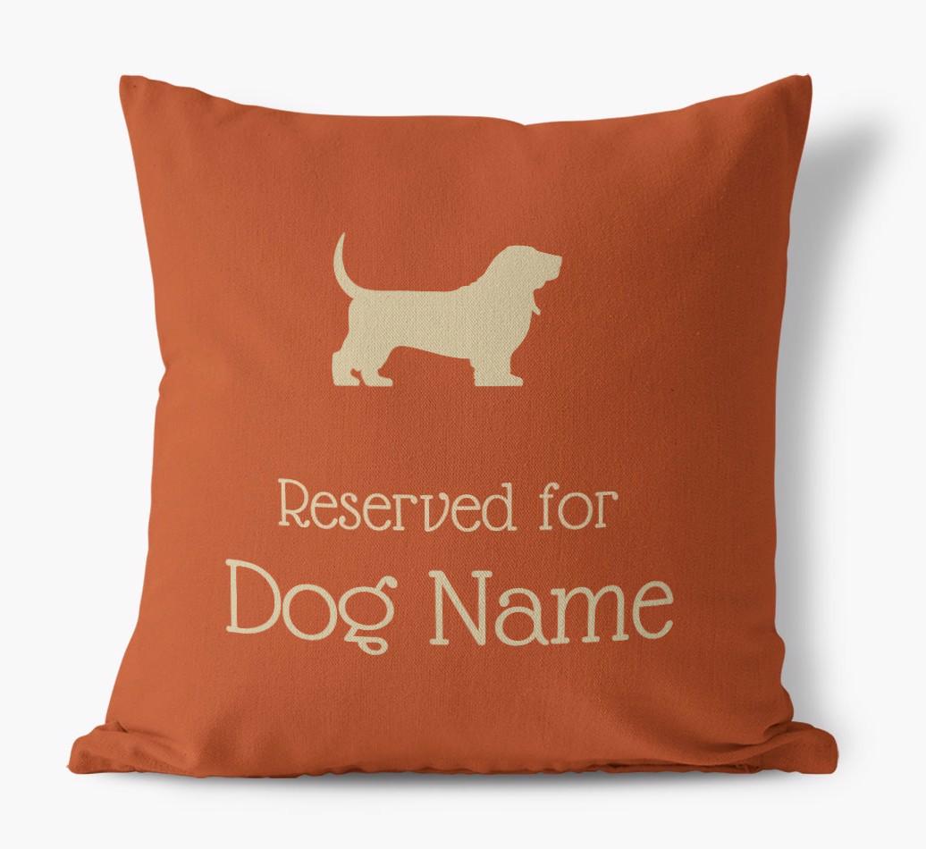 Personalised 'Reserved For {dogsName}' Canvas Cushion