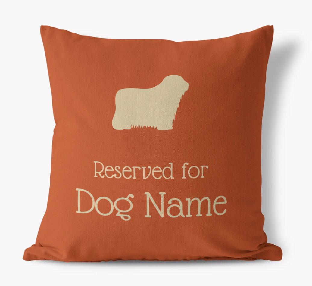 Personalised 'Reserved For {dogsName}' Canvas Cushion